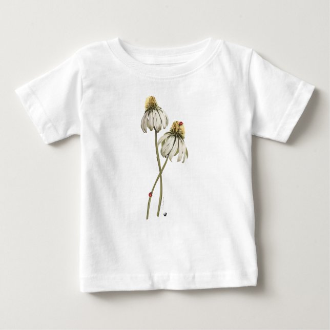 Camiseta Rote Marienkäfern auf Echinacea-Blume Abbildung (Frente)