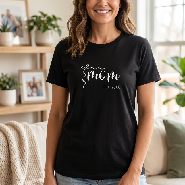 Camiseta Roteiro Branco Mãe Estabelecida Arco Fofo  (Criador carregado)