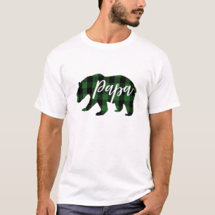 Camiseta Roteiro da xadrez   do verde do urso da papá