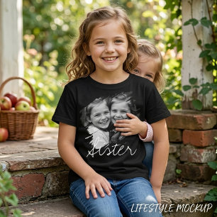 Camiseta Roteiro de Irmã Irmã de Foto Personalizada Elegant