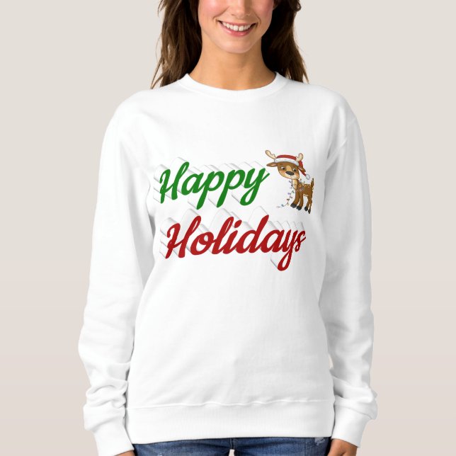 Camiseta Roteiro de Natal com Rena para Férias Felizes  (Frente)