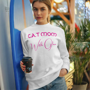 Camiseta Roteiro Engraçado Personalizado Mãe de Gato Rosa e