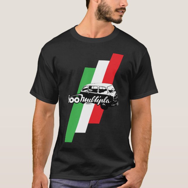 Camiseta Roteiro, ilustração e bandeira de Fiat 600 (Frente)