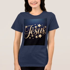 Camiseta Roteiro Jesus Dourado Azul