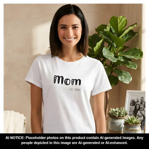 Camiseta Roteiro Preto Mãe Estabelecida Corações Lindos