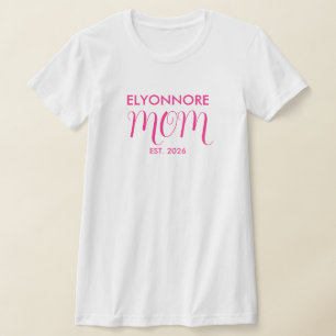 Camiseta Roteiro Rosa Estabelecido Nome da Mãe Branco Perso