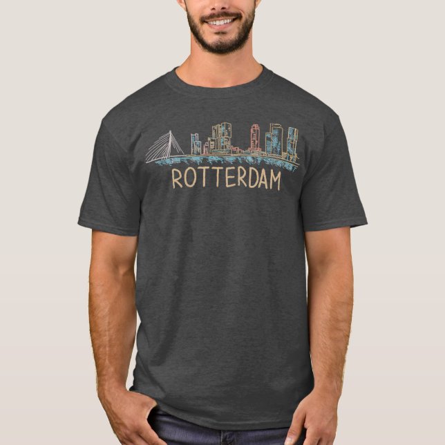 Camiseta Roterdão, Países Baixos, Presente Único de Arte De (Frente)