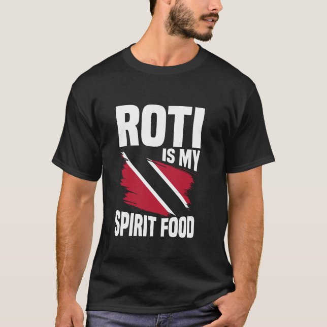Camiseta Roti É Minha Comida Espiritual - Comida de Trinida (Frente)