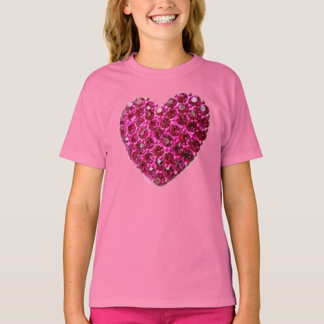 Camiseta rotinas rosas adoram moças cardíacas (Frente)