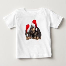 Camiseta Rotitweilers de Natal Vestindo Chapéus Festivos