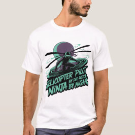 Camiseta Rotor Ninja Pilot - Dramatic Black & Neon Teal Sil