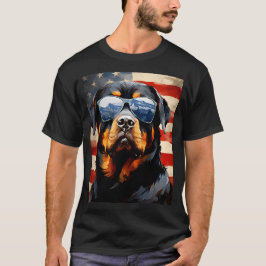 Camiseta Rottweiler 4 de julho bandeira americana