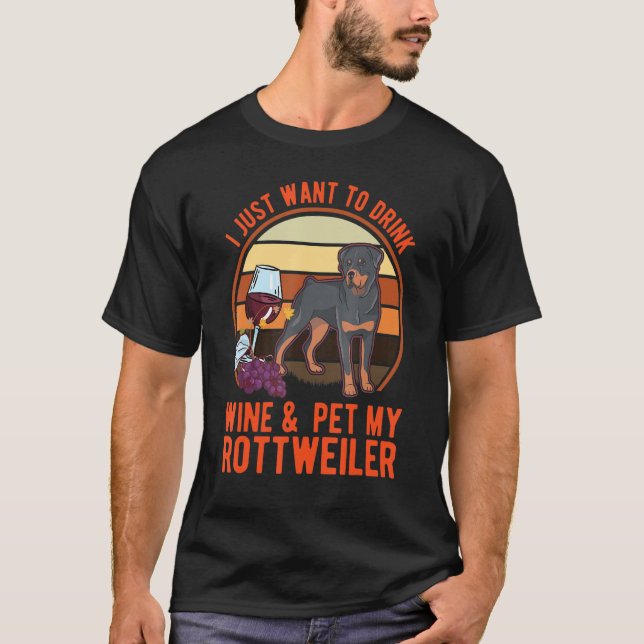 Camiseta Rottweiler And Wine Rotti Rottweiler 1 (Frente)