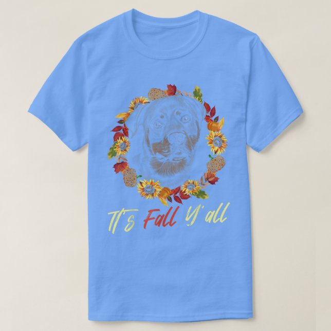 Camiseta Rottweiler Autumn Fall Season Leopard Pumpkin (Frente do Design)