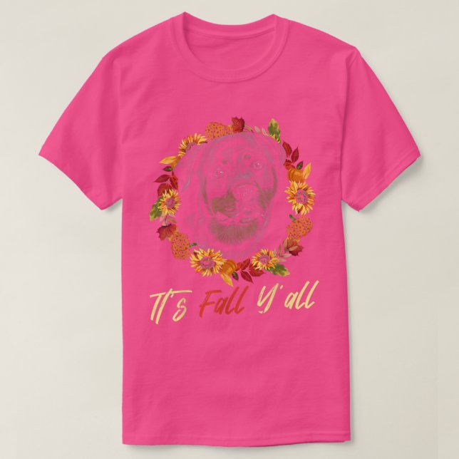 Camiseta Rottweiler Autumn Fall Season Leopard Pumpkin (Frente do Design)