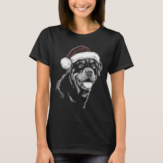 Camiseta Rottweiler Cachorro Chapéu de Papai Noel Natal Xma