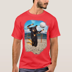 Camiseta Rottweiler Cachorro Jogando Voleibol De Praia