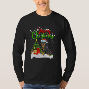 Camiseta Rottweiler Cachorro Lover Xmas Iluminação Rottweil
