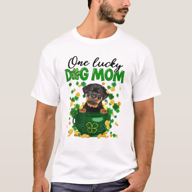Camiseta Rottweiler Cachorro Mãe Rua de Shamrock Verde Irla (Frente)