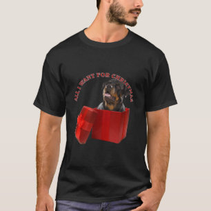 Camiseta Rottweiler Cachorro Papais noeis de Árvore de Nata