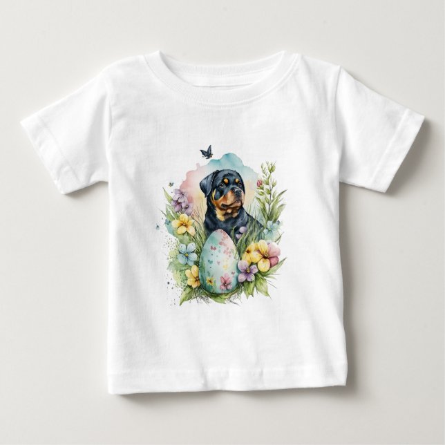 Camiseta Rottweiler Cachorro Páscoa, Felz pascoa Rottweiler (Frente)