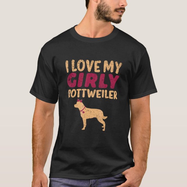 Camiseta Rottweiler Canine Girl Dog Girly Gender Reveal Cu (Frente)