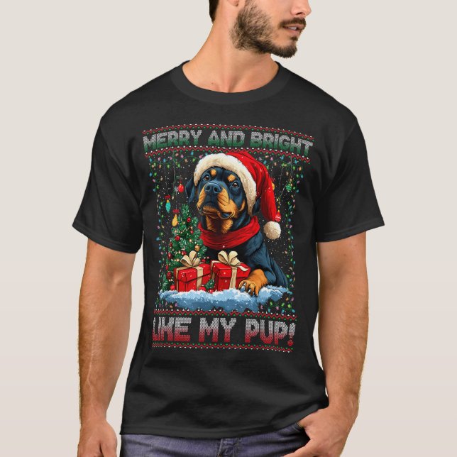 Camiseta Rottweiler Christmas Tree Decorations Dog Lover Xm (Frente)