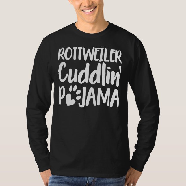 Camiseta Rottweiler Cuddlin Pijama Dia da Mãe (Frente)