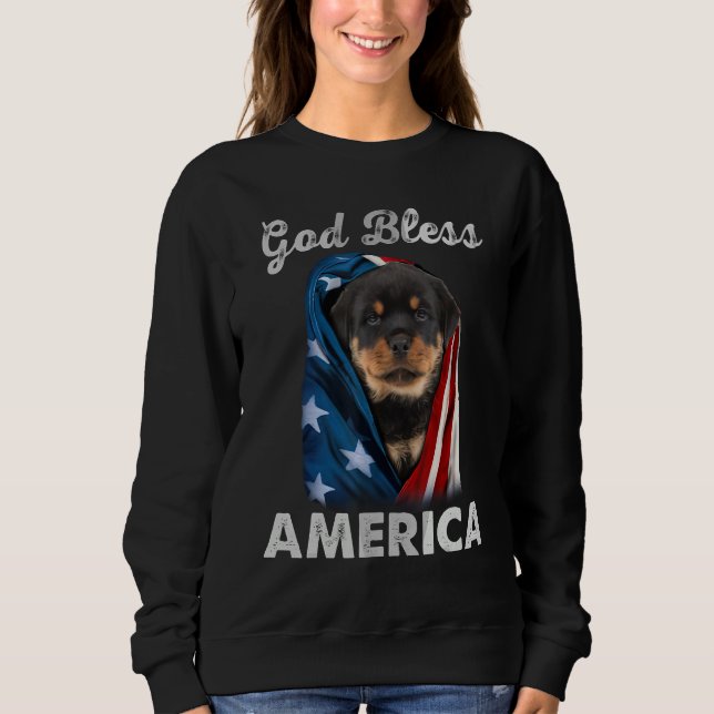 Camiseta Rottweiler Dog American USA Flag 4th of July Dog   (Frente)