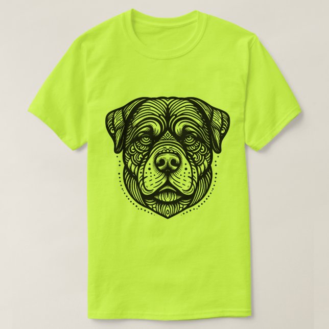 Camiseta Rottweiler Dog Face - Black Line Art (Frente do Design)