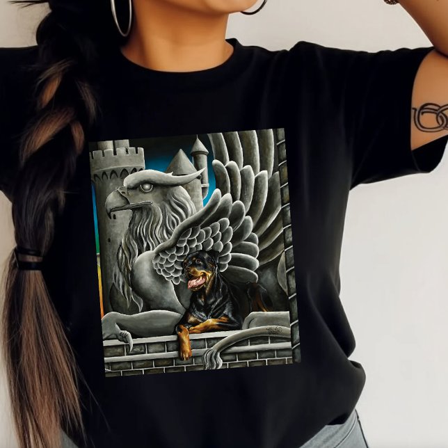 Camiseta Rottweiler Dog Gargoyle Fantasy (Criador carregado)