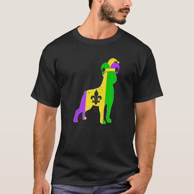 Camiseta Rottweiler Dog Mardi Gras Carnivals Funny Puppy Je (Frente)