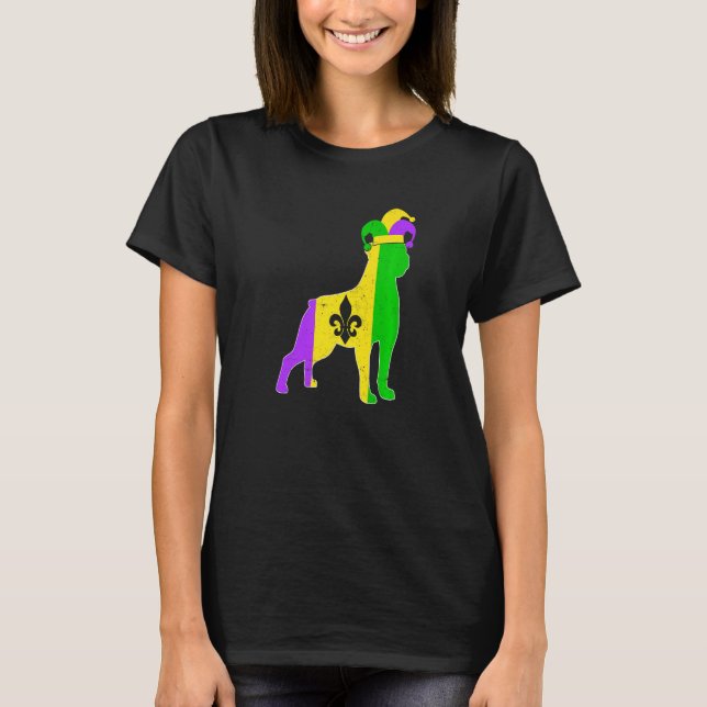 Camiseta Rottweiler Dog Mardi Gras Carnivals Funny Puppy Je (Frente)