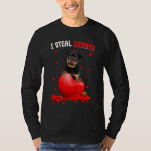 Camiseta Rottweiler Eu Roubo Corações Cachorro Fofo Abraço