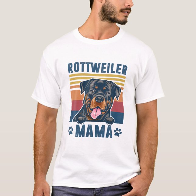 Camiseta Rottweiler Mamãe Mãe Retrorando Presentes Cachorro (Frente)
