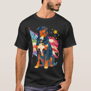 Camiseta Rottweiler Patriótico com Arte da Bandeira America