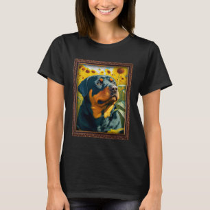 Camiseta Rottweiler Pintura Flor de Girassol Mãe Mulheres F