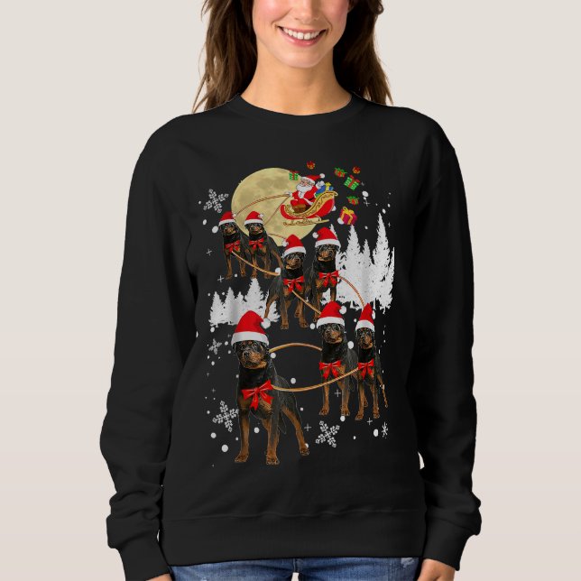 Camiseta Rottweiler Reindeer Papais noeis da Lua de Natal C (Frente)