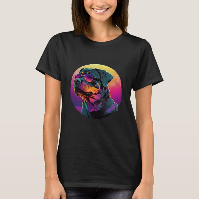 Camiseta Rottweiler s Synthwave Sunset Aesthetic (Frente)