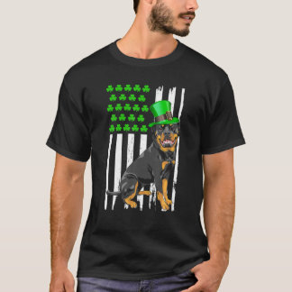 Camiseta Rottweiler Shamrock American Flag Rua Patri
