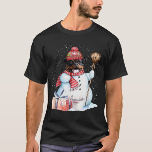 Camiseta Rottweiler Snowman Noite Noite Cachorro