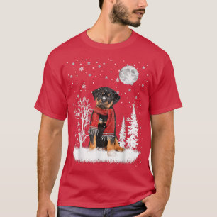 Camiseta Rottweiler Sob Lua A Neve Natal Pajama