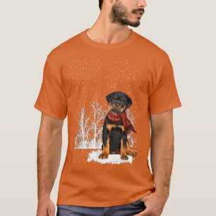 Camiseta Rottweiler Winter Scarf Dogs Tree Forest Chr