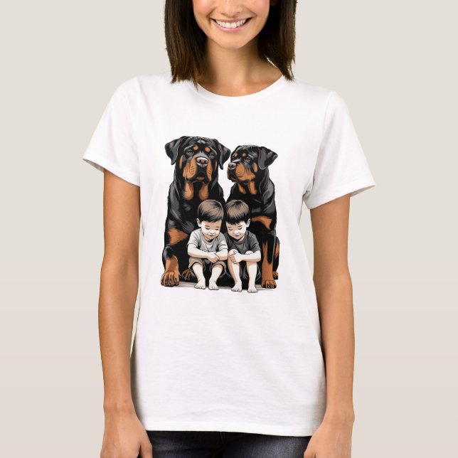 Camiseta Rottweilers, Rottweiler As Loyal Guardians Of Kids (Frente)