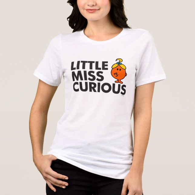 Camiseta Rotulação preta pequena da senhorita Curioso | (Frente)