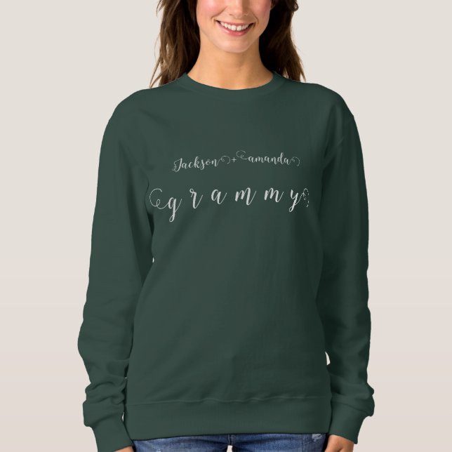 Camiseta Rótulo chique da vovó com o nome dos netos, vovó (Frente)