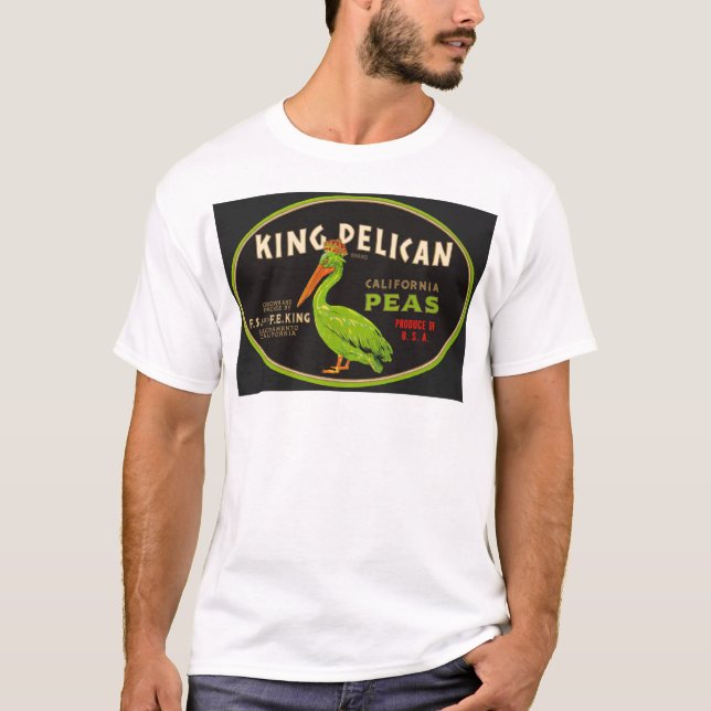 Camiseta Rótulo da caixa de ervilhas do Pelican California (Frente)