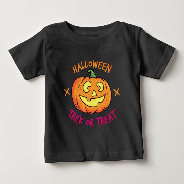 Camiseta Rótulo de Abobora de Halloween para Doce ou Traves (Frente)