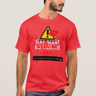 Camiseta rótulo de aviso