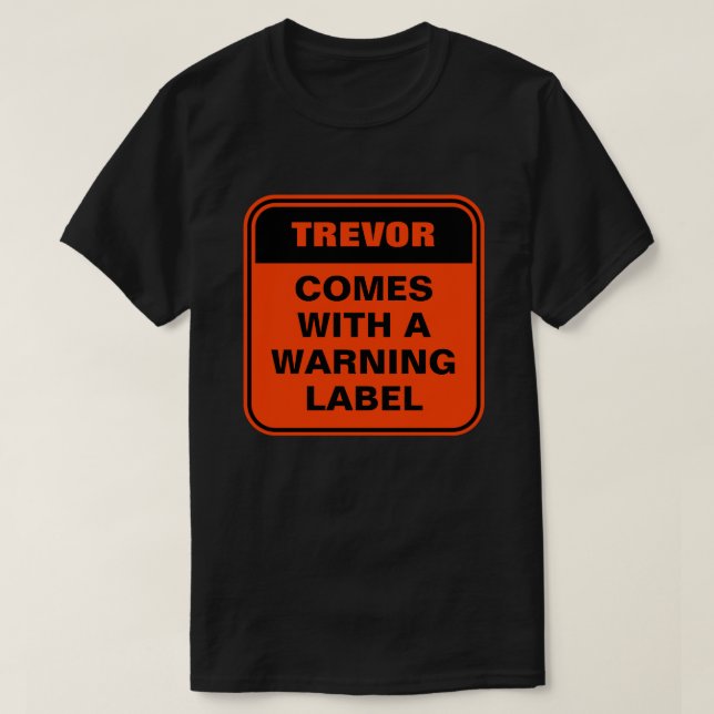 Camiseta Rótulo de aviso cor de laranja engraçado personali (Frente do Design)